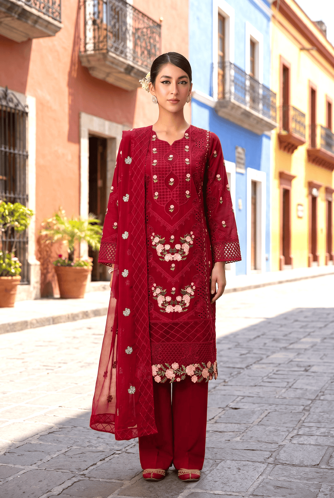 Celestia Luxe by Maherposh RTW Chikankari Lawn 3 Piece Suit Blush Mirage SS-204 Casual Collection