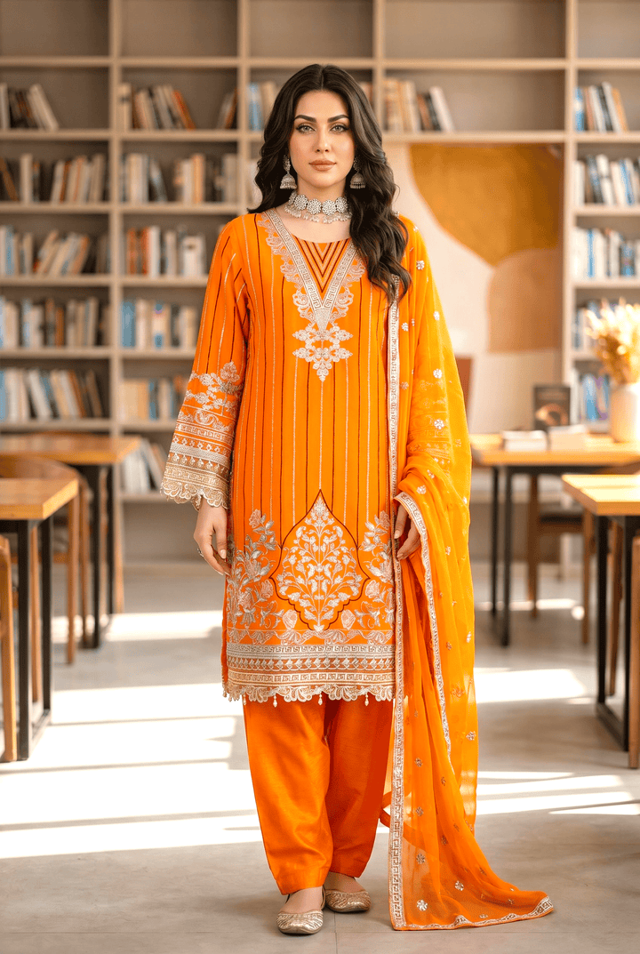 Maher E Naseeb by Maherposh RTW Embroidered Chiffon 3 Piece Suit SM-9001 Festive Collection