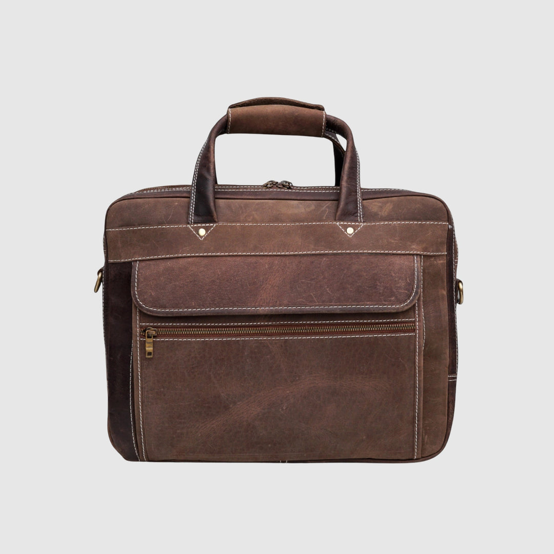 Lafanzo Unisex Imperium Leather Laptop Bag Coffee Brown - Accessories Collection
