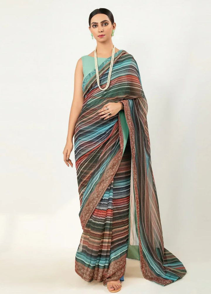 Imran Aftab RTW Printed Chiffon Saree Suit IASC 09 - Festive Collection