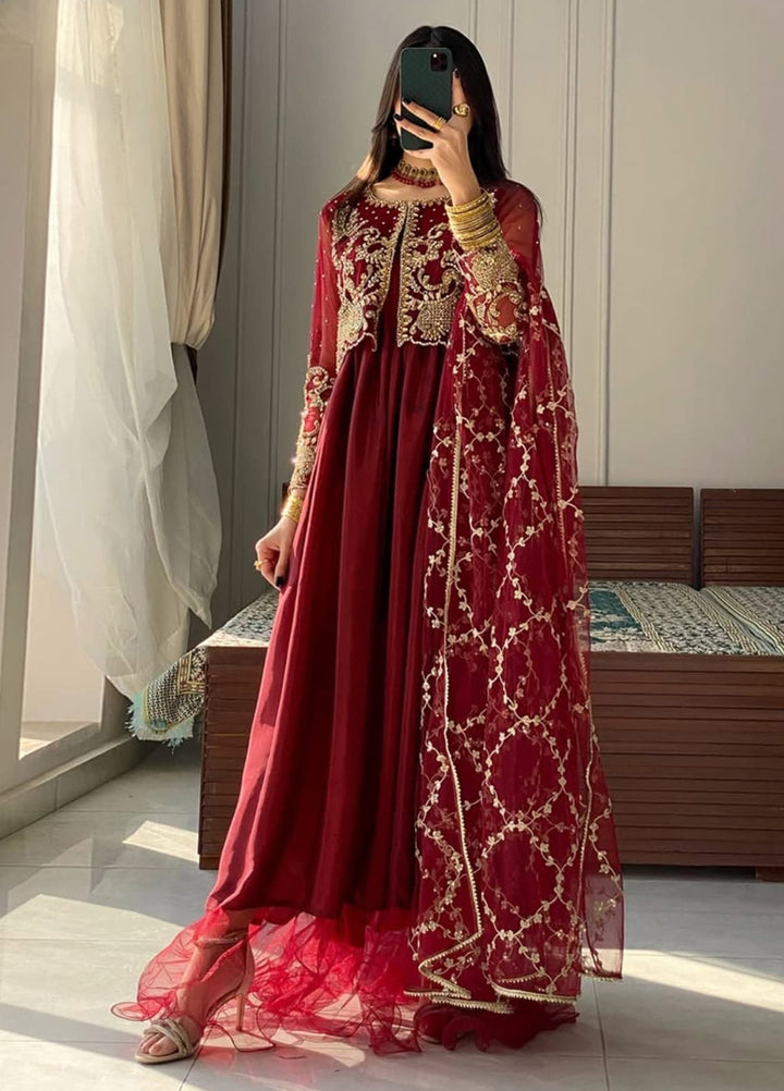 Amber Imran Pret Embroidered 3 Piece Suit Ruby royal