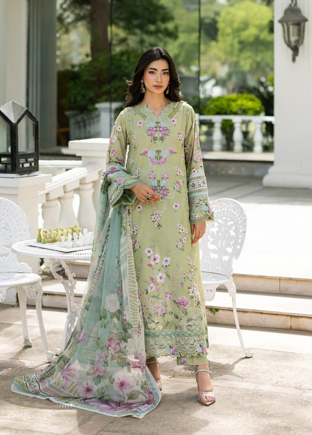 Signature by Elaf Unstitched Embroidered Lawn 3 Piece Suit EL26USLE Jade ESG-6A - Eid Collection