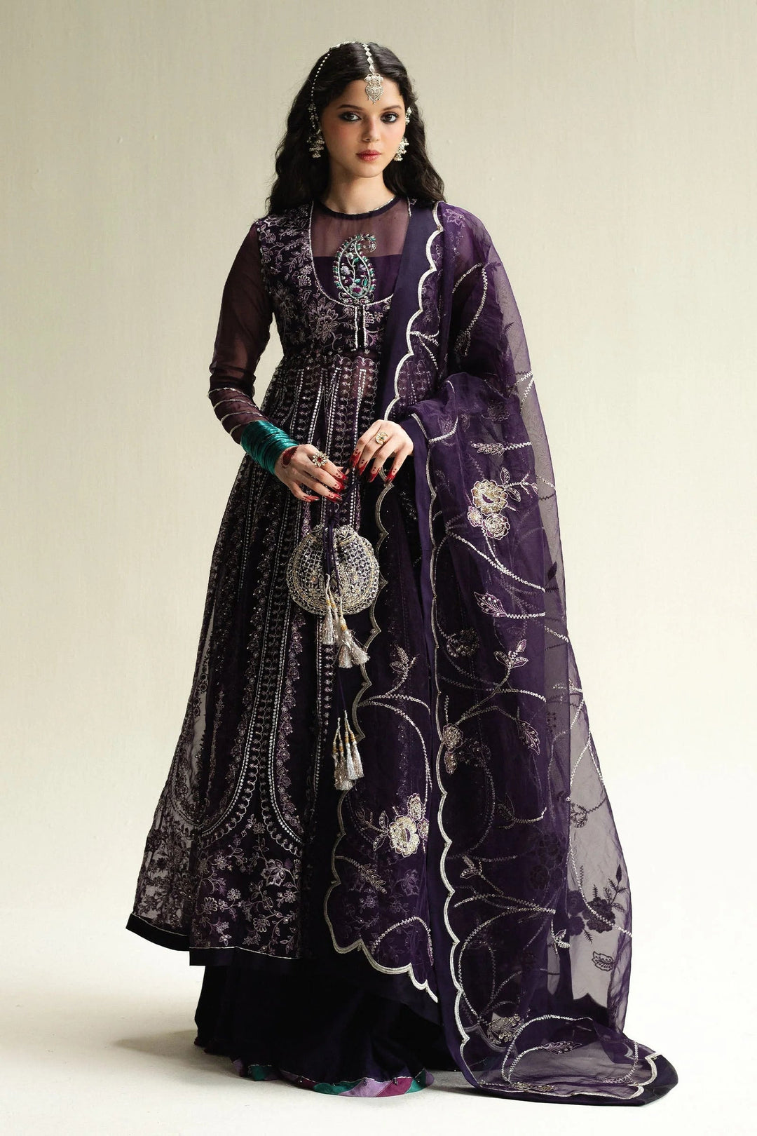 Zara Shahjahan Unstitched Wedding Embroidered Organza Suits 3 Piece ZS25WU D-3 Ziya - Wedding Collection