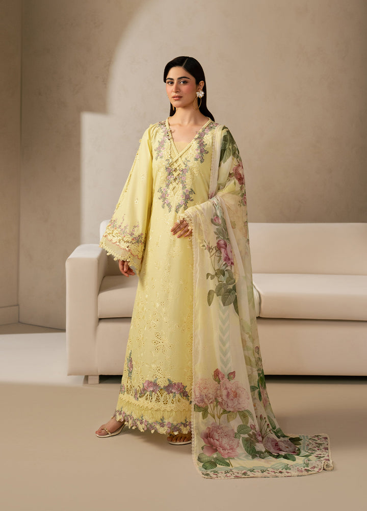 E-Craft by Elaf Unstitched Embroidered Lawn 3 Piece Suit EHC-3A Sunstone - Casual Collection