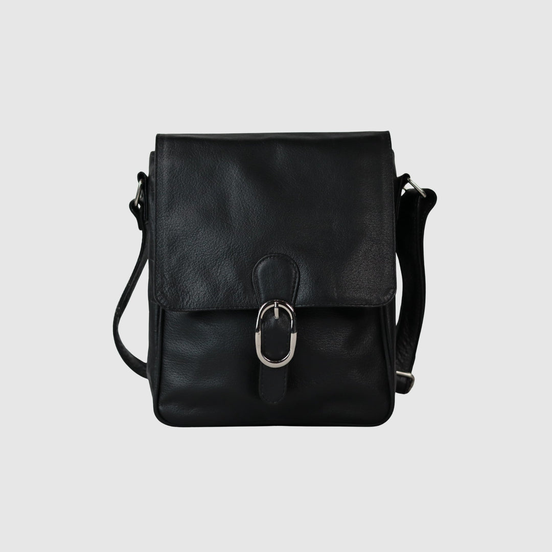 Lafanzo Unisex Leather Edge Crossbody Pack Black - Accessories Collection
