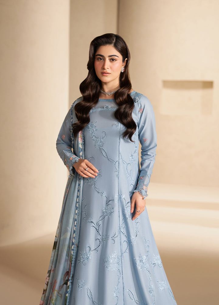 E-Craft by Elaf Unstitched Embroidered Lawn 3 Piece Suit EHC-5B Pacific - Casual Collection