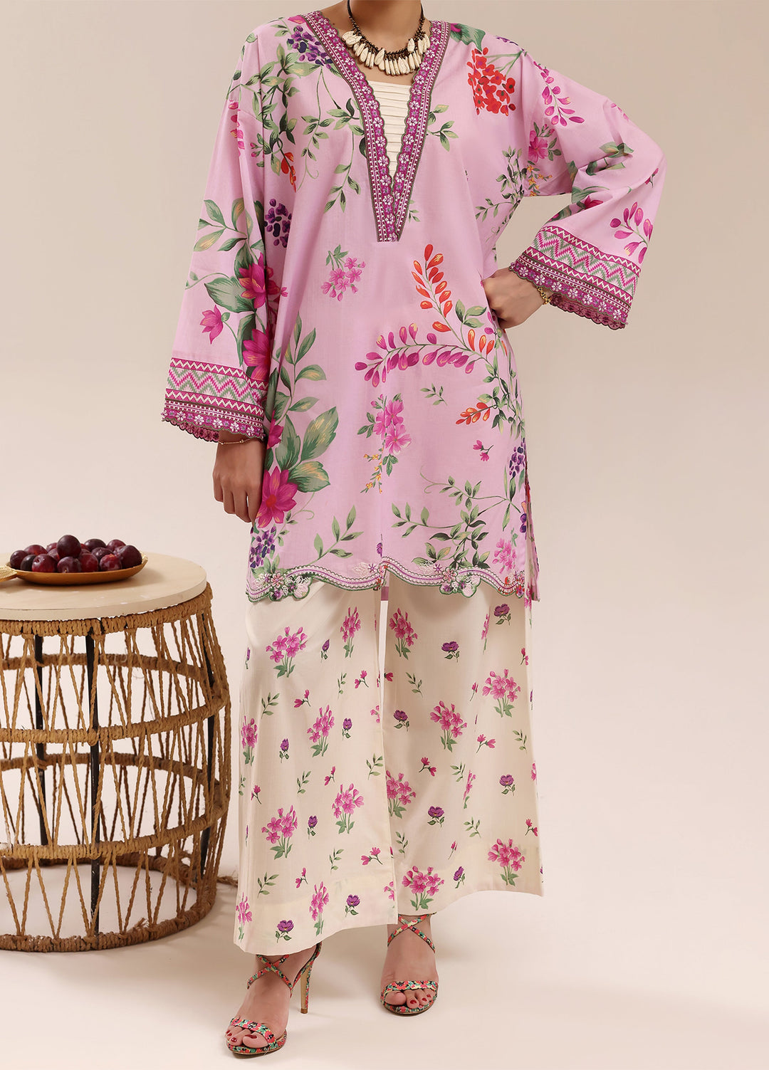 Riley Women RTW Embroidered Lawn 2 Piece Suit RL26RL Pink Charm - Casual Collection