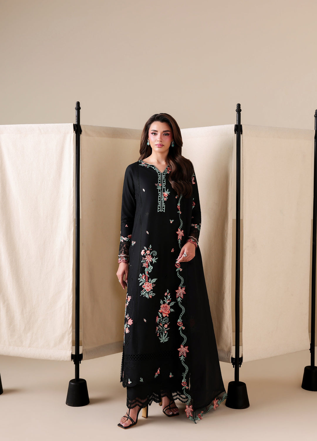 Azure Unstitched Embroidered Lawn 3 Piece Suit Black Peony - Festive Collection