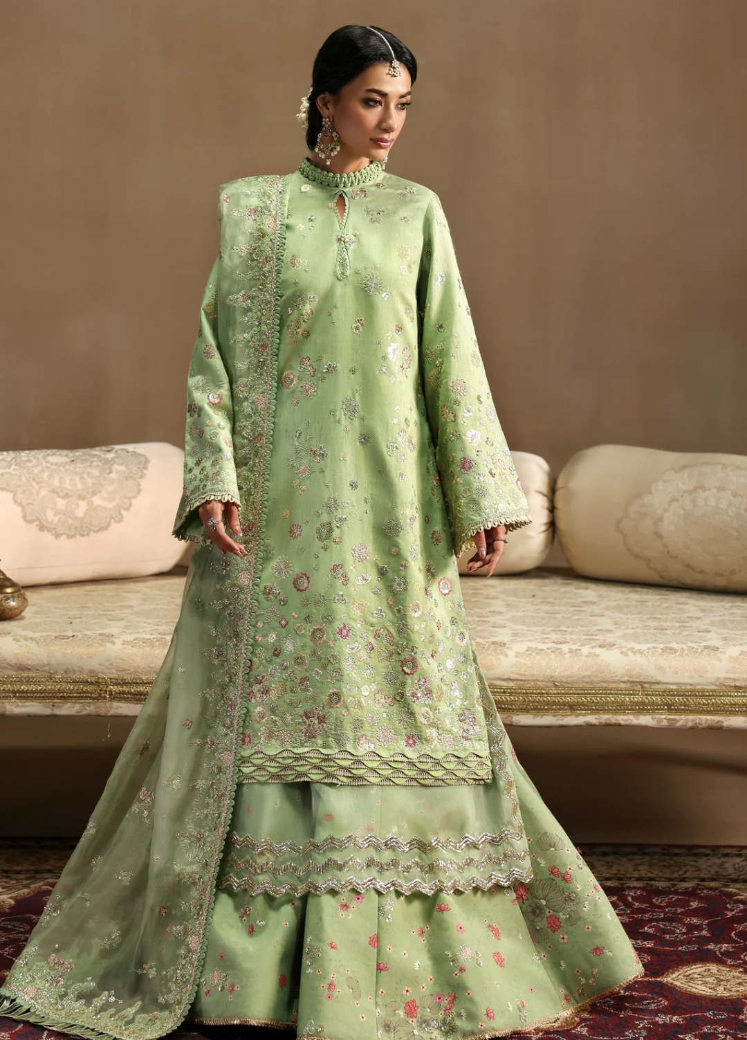 Sable Vogue Unstitched Embroidered Raw Silk 3 Piece Suit SV26UL FC-03-25 Green - Summer Collection