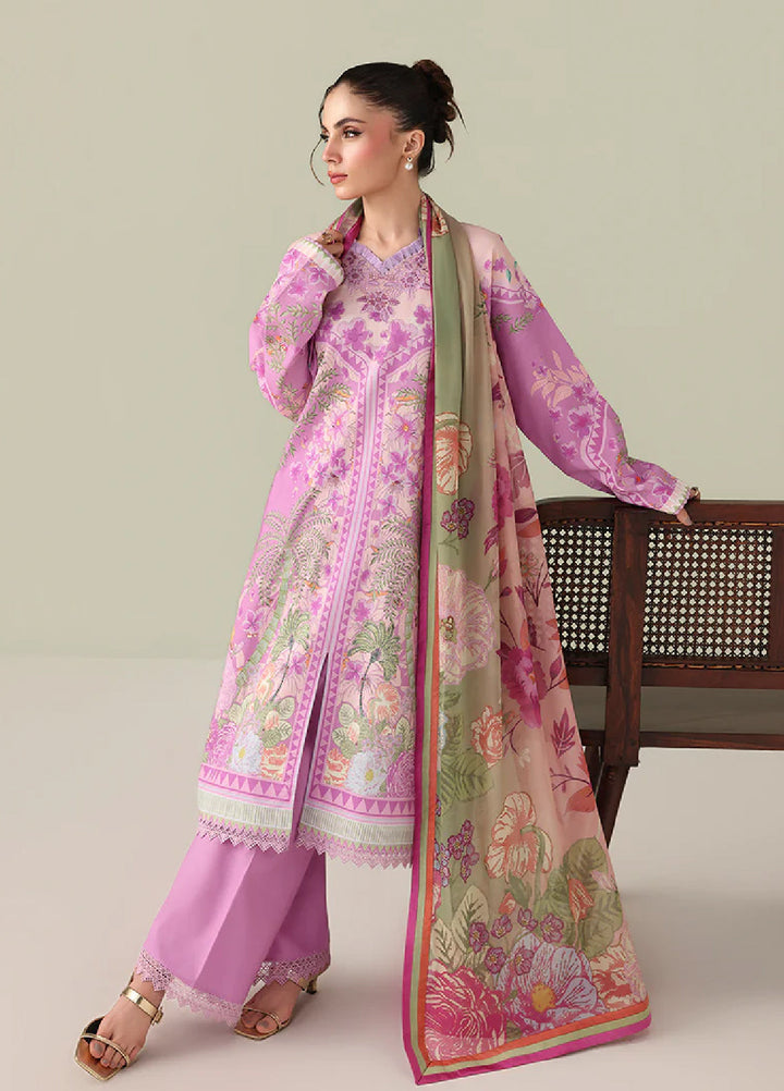 Rosette by Roheenaz Unstitched Lawn Embroidered 3 Piece Suit RNZ26UR Soft Solstice-6B - Summer Collection