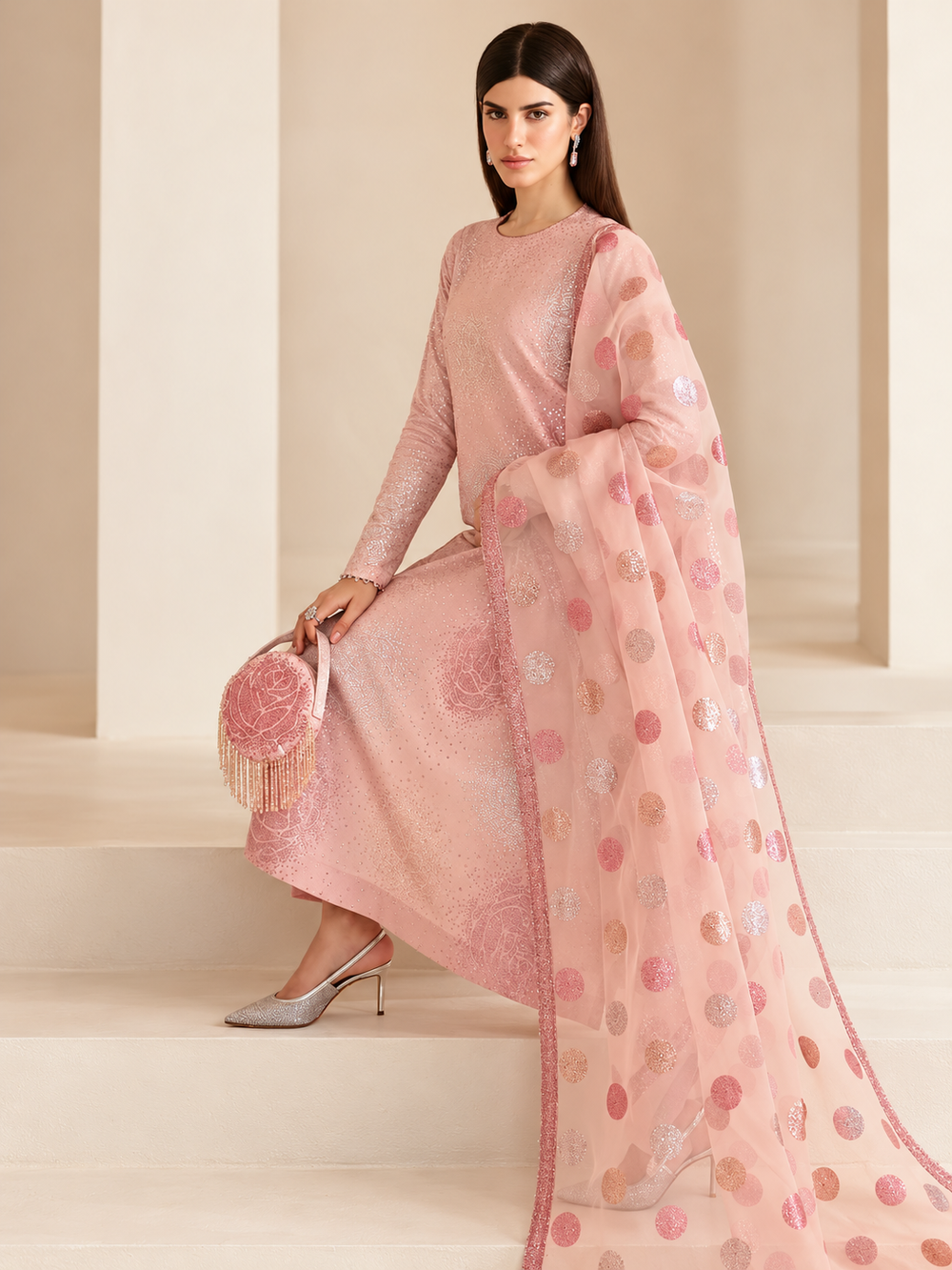Jazmin Unstitched Embroidered Raw Silk 3 Piece Suit UR-7032 Festive Collection