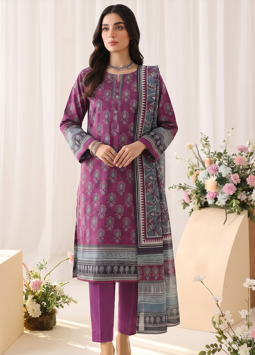 Platinum Jaipuri by HZ Textiles Unstitched Printed Lawn 3 Piece Suit PJB - 3238 Casual Collection