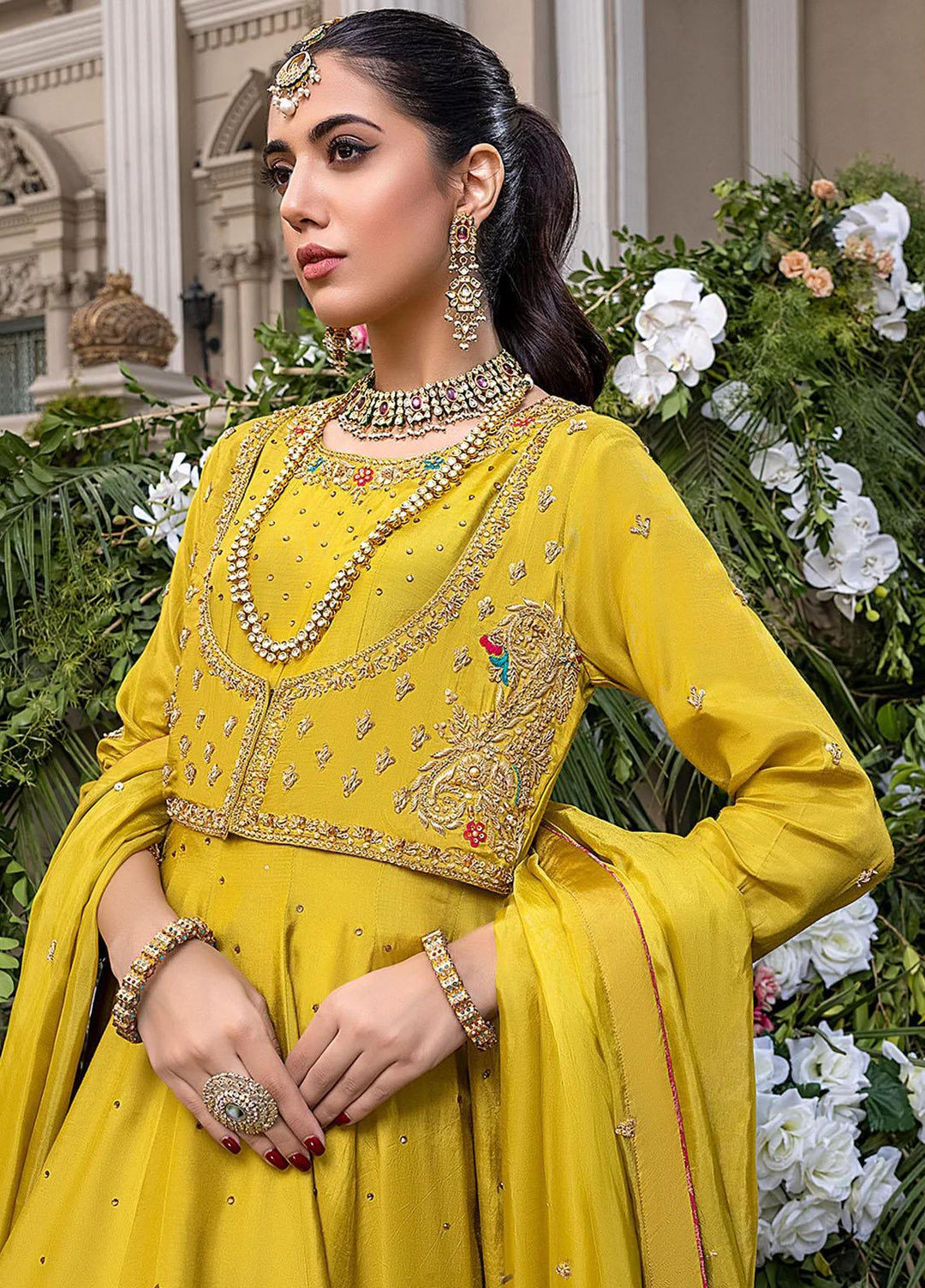 Azure Pret Embroidered Cotton Silk 3 Piece Dress Amber Glow AGVG02