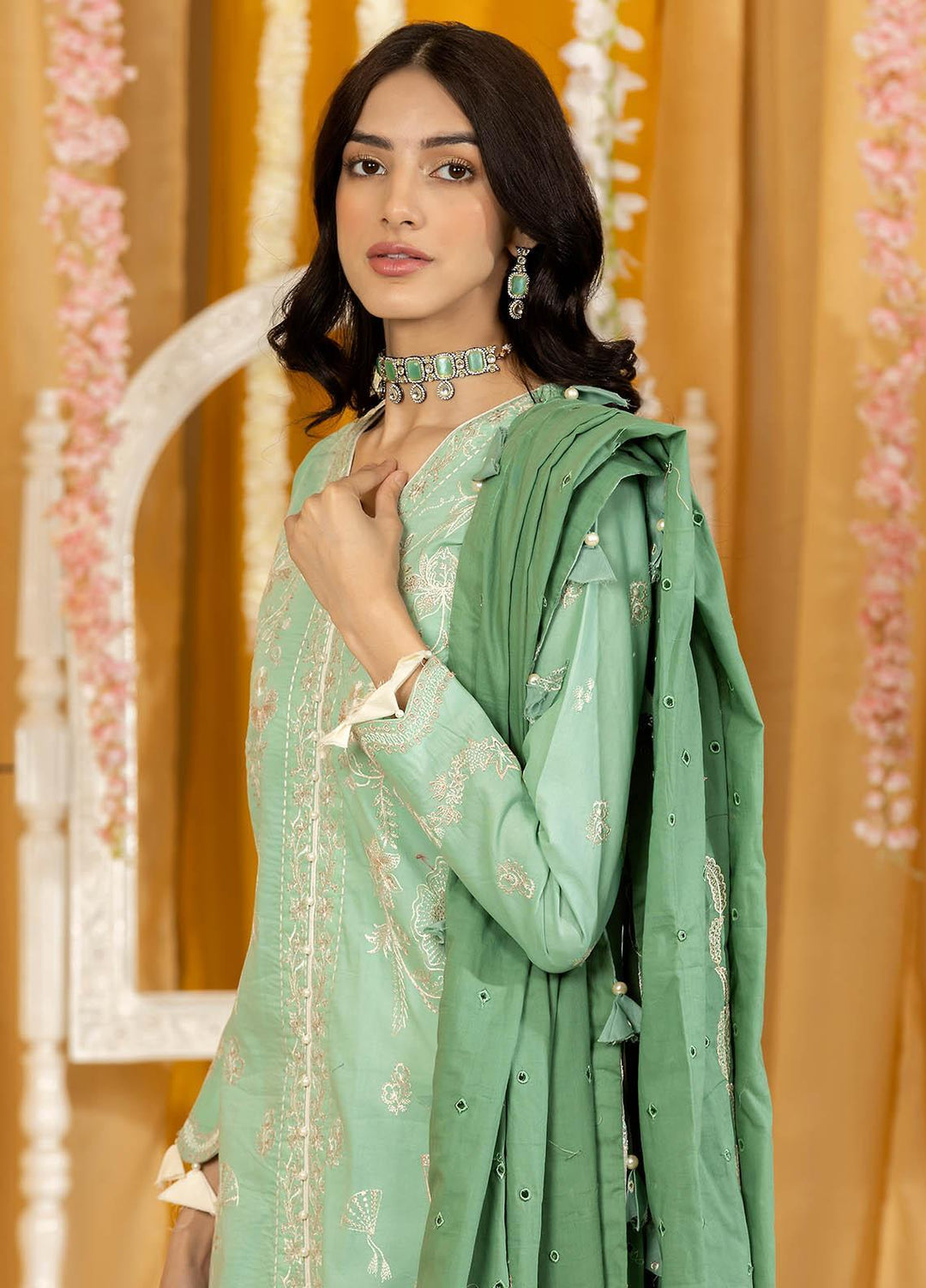 Ghazal By Humdum Embroidered Lawn Suits Unstitched 3 Piece HD23G D-08 - Summer Collection