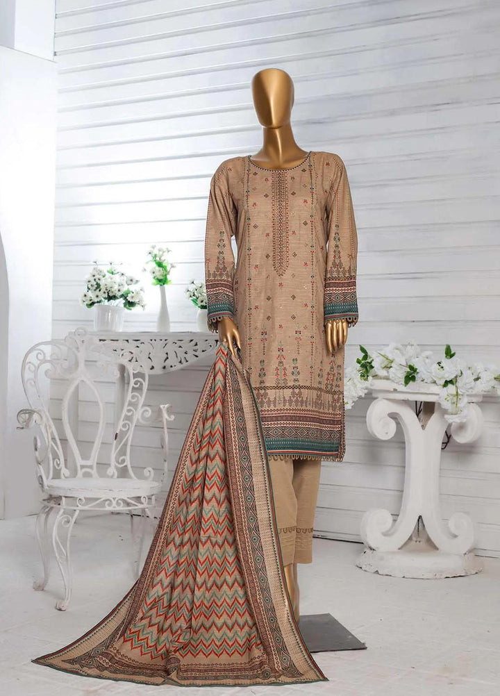 HZ Textiles Embroidered Khaddar Suits Unstitched 3 Piece HZ22PK-V3 PKE-2246 - Winter Collection