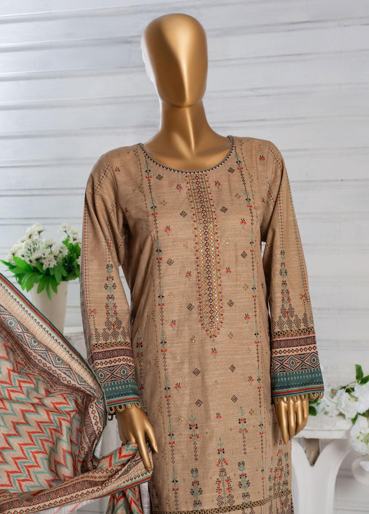 HZ Textiles Embroidered Khaddar Suits Unstitched 3 Piece HZ22PK-V3 PKE-2246 - Winter Collection