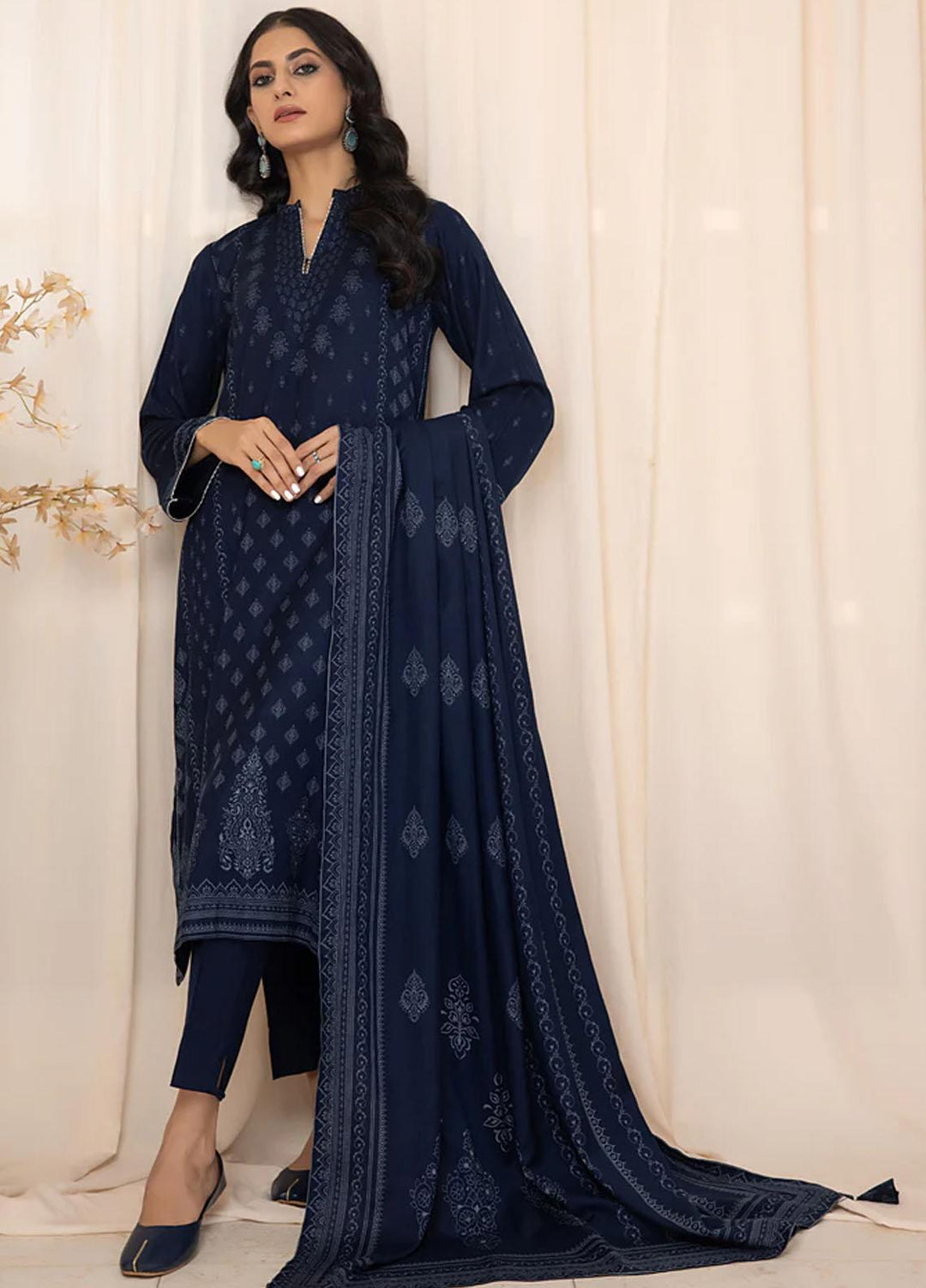 Lakhany Printed Cashmere Wool Suits Unstitched 3 Piece LSM22CV CVC-1008-B - Winter Collection