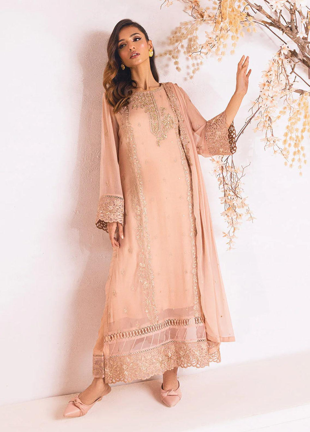 Azure Embroidered Chiffon Suits Unstitched 4 Piece AZU23LE Majestic Glow - Luxury Collection
