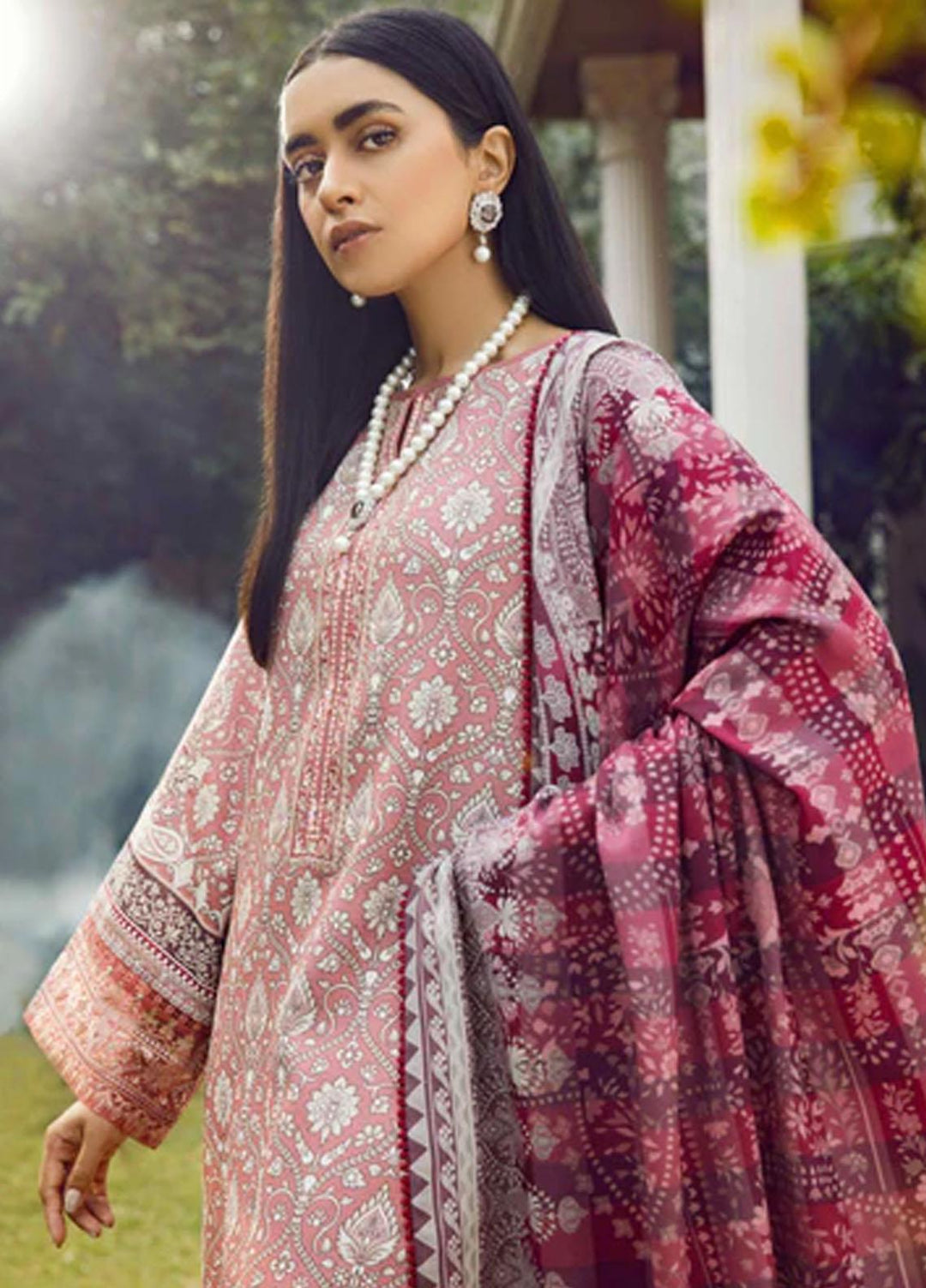 Winter Blossoms By Seran Embroidered Karandi Suits Unstitched 3 Piece SRN22WB 09 Rose - Winter Collection
