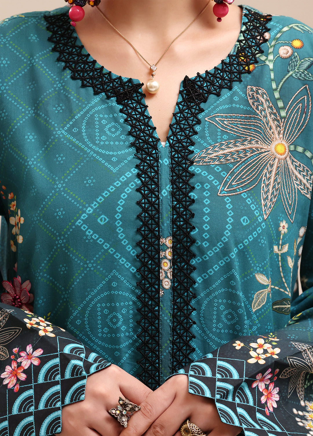 Riley Women RTW Embroidered Lawn 2 Piece Suit RL26RL Teal Flora - Casual Collection