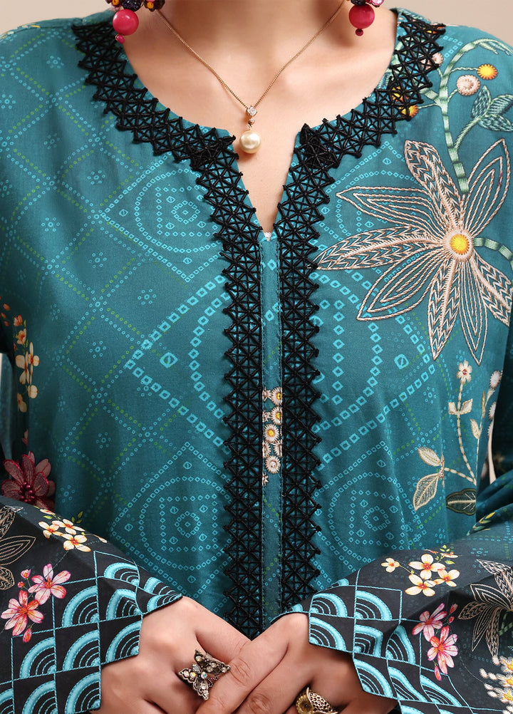 Riley Women RTW Embroidered Lawn 2 Piece Suit RL26RL Teal Flora - Casual Collection