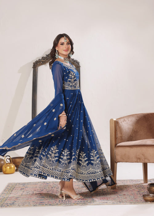 Abaan Zohan Women RTW Embroidered Chiffon 3 Piece Suit Gulab Peacock - Festive Collection