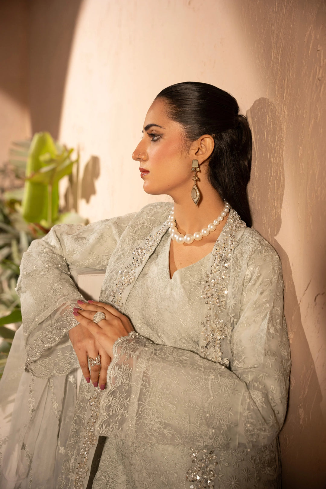 Banno by Manahils RTW Hand work Organza 3 Piece Suit 198-OFF WHITE Festive Collection
