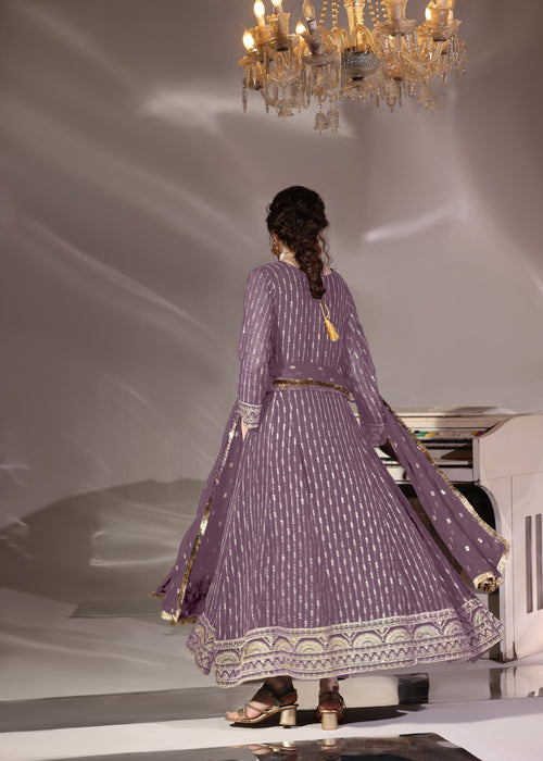 Abaan Zohan Women RTW Embroidered Chiffon 3 Piece Suit Ruby Mauve - Festive Collection