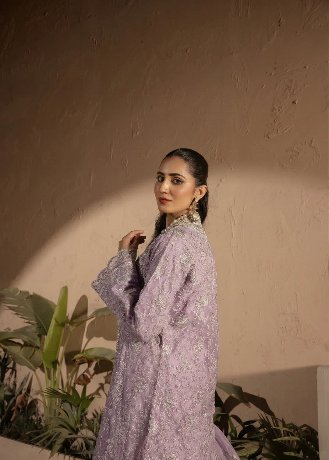Banno by Manahils RTW Hand work Organza 3 Piece Suit 198-LILAC Festive Collection