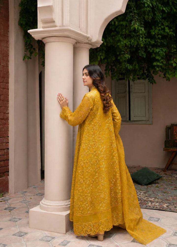 Rang Nirala by Manahils RTW Hand work Organza 3 Piece Suit K-151-MUSTARD Festive Collection