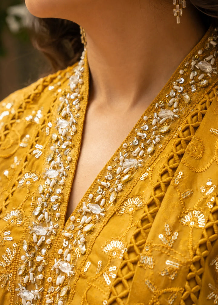 Rang Nirala by Manahils RTW Hand work Organza 3 Piece Suit K-151-MUSTARD Festive Collection
