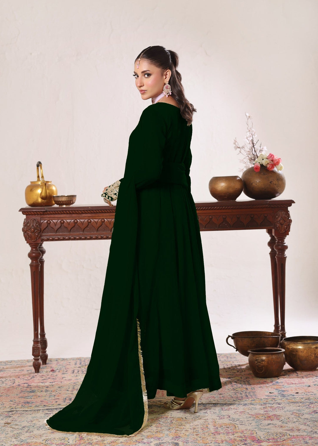 Abaan Zohan RTW Embroidered Chiffon 3 Piece Suit Nelofer Kaai Green Festive Collection