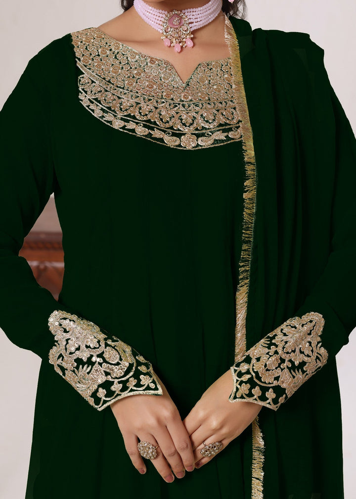 Abaan Zohan RTW Embroidered Chiffon 3 Piece Suit Nelofer Kaai Green Festive Collection