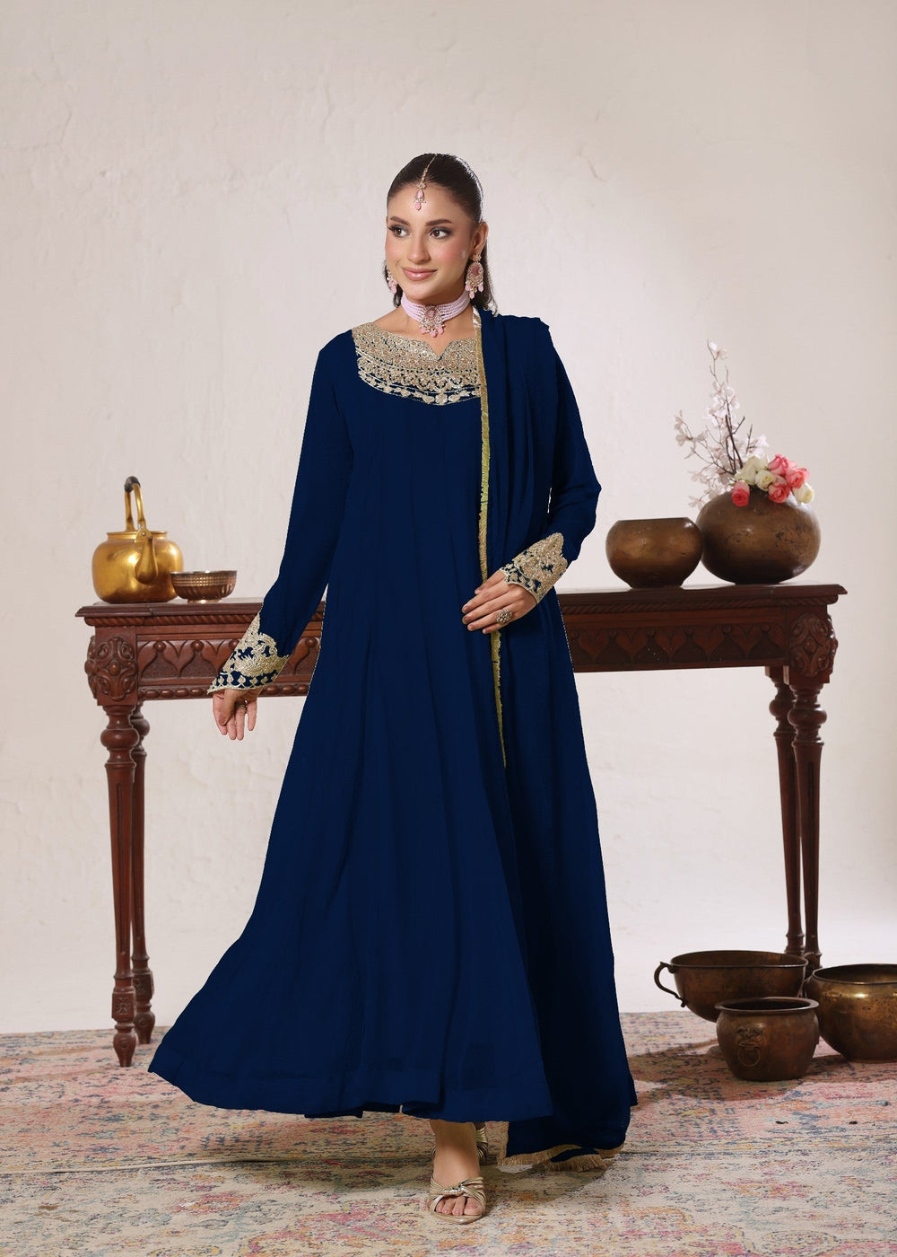 Abaan Zohan RTW Embroidered Chiffon 3 Piece Suit Nelofer Peacock Festive Collection