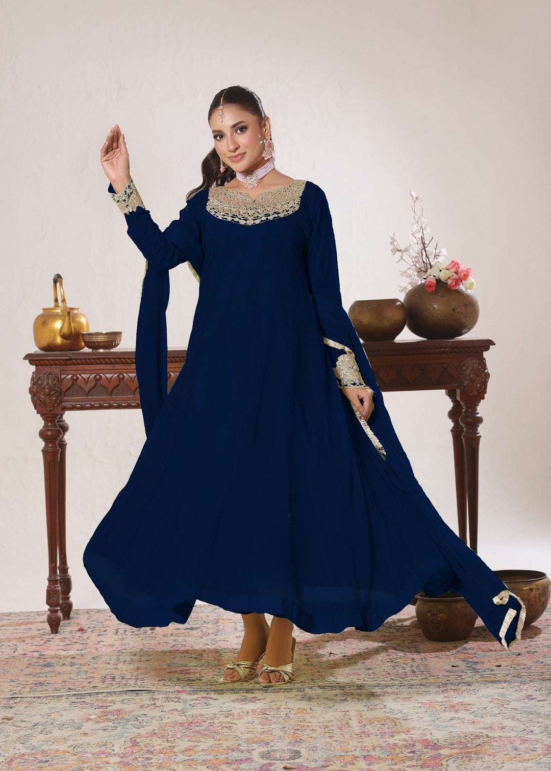 Abaan Zohan RTW Embroidered Chiffon 3 Piece Suit Nelofer Peacock Festive Collection