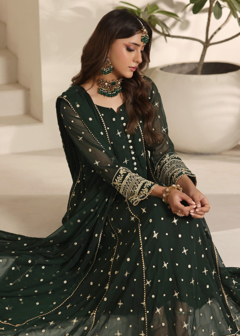 Abaan Zohan RTW Embroidered Chiffon 3 Piece Suit Aurora Green Festive Collection