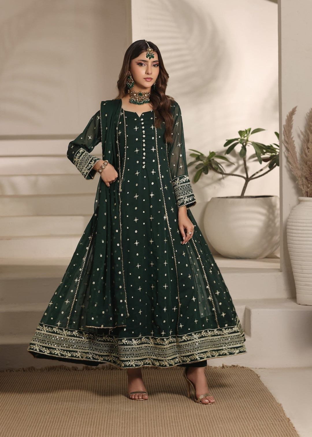 Abaan Zohan RTW Embroidered Chiffon 3 Piece Suit Aurora Green Festive Collection
