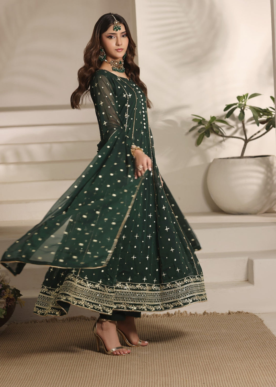 Abaan Zohan RTW Embroidered Chiffon 3 Piece Suit Aurora Green Festive Collection