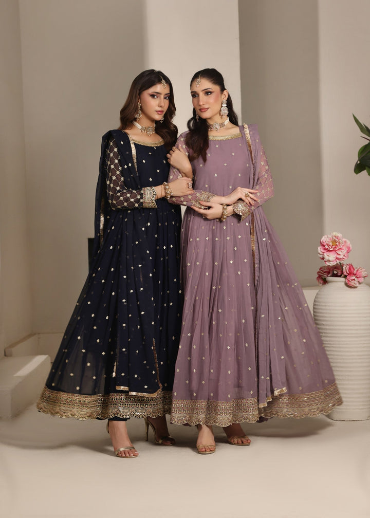 Abaan Zohan RTW Embroidered Chiffon 3 Piece Suit Bahar Lilac Festive Collection