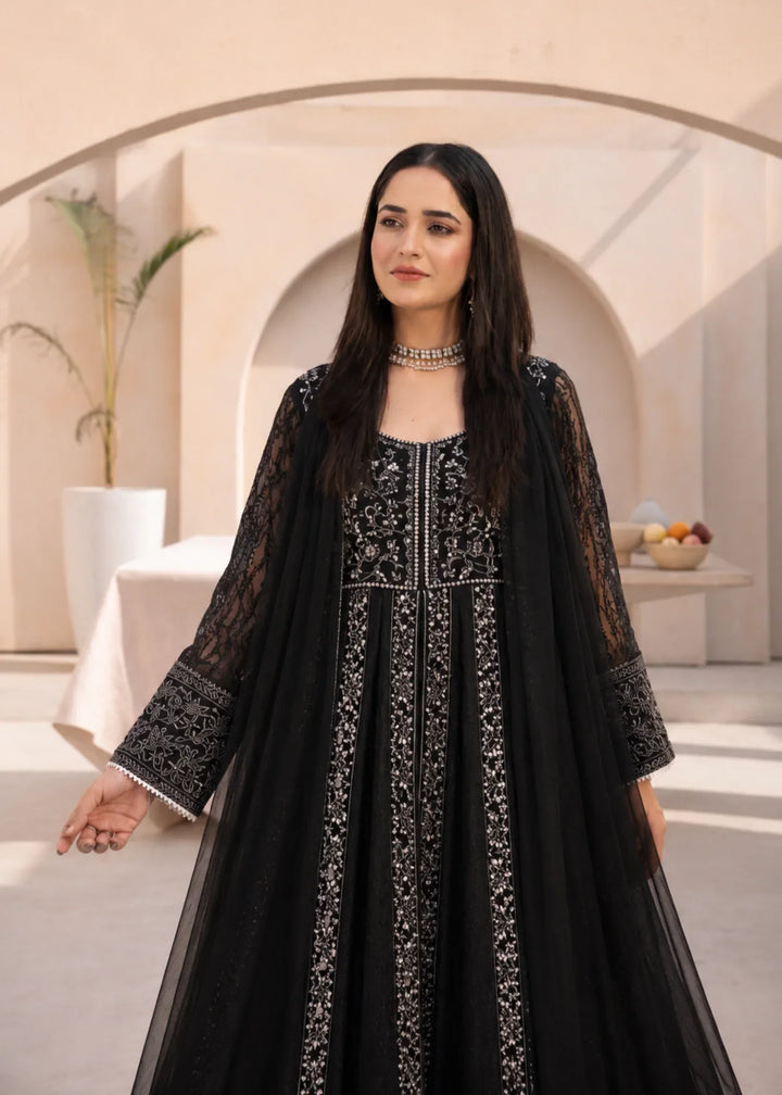 Banno by Manahils RTW Hand work Organza 3 Piece Suit L-025-BLACK Festive Collection