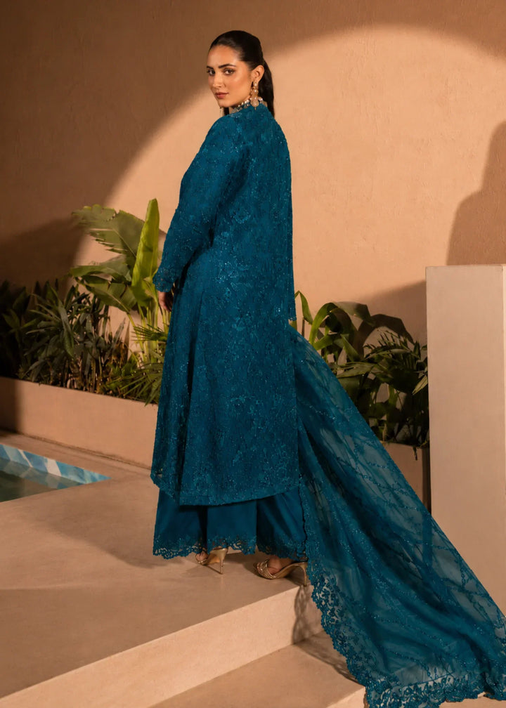 Banno by Manahils RTW Hand work Organza 3 Piece Suit 198-BONDI BLUE Festive Collection