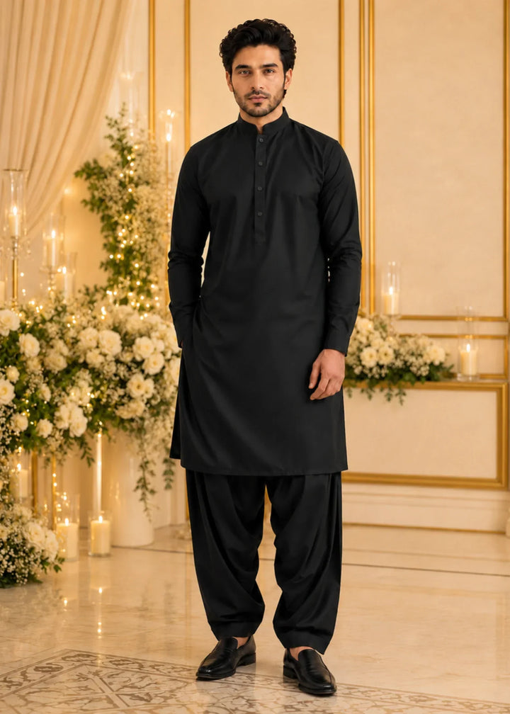 TGM Mens RTW Chikankari Chikankari 3 Piece Suit Noir Majesty Festive Collection