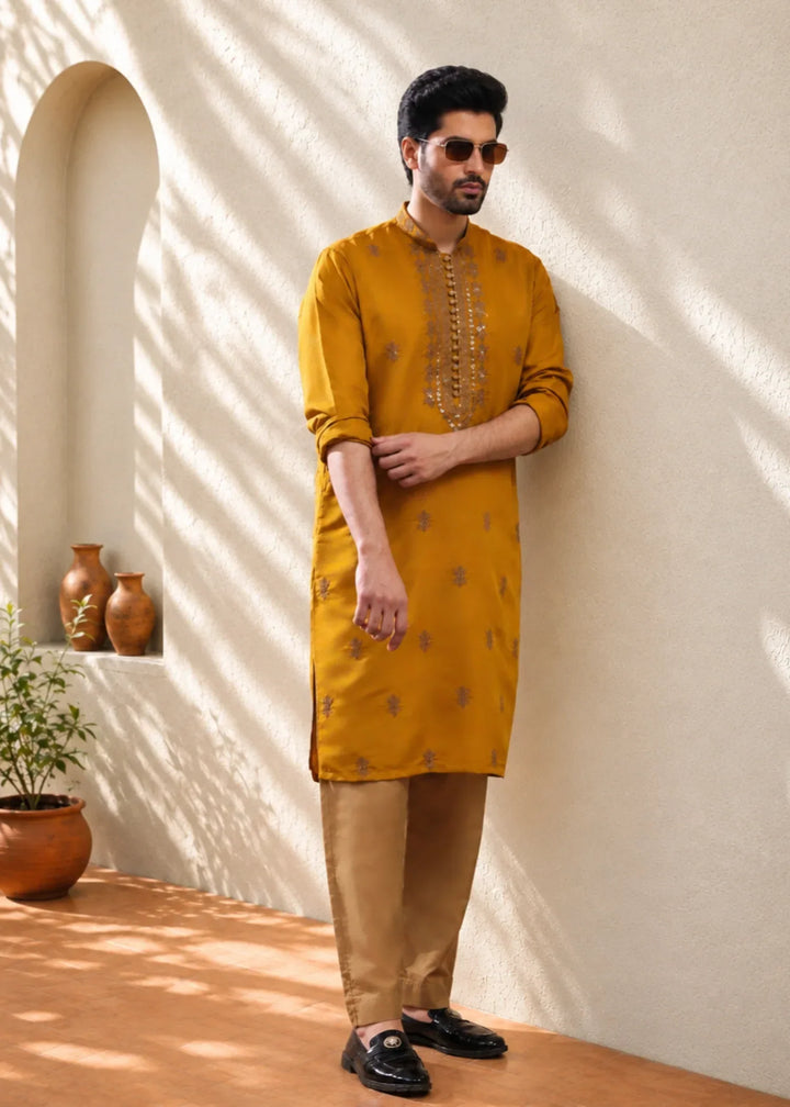 TGM Mens RTW Chikankari Chikankari Kurta Pajama Suit Aeron Copper Festive Collection