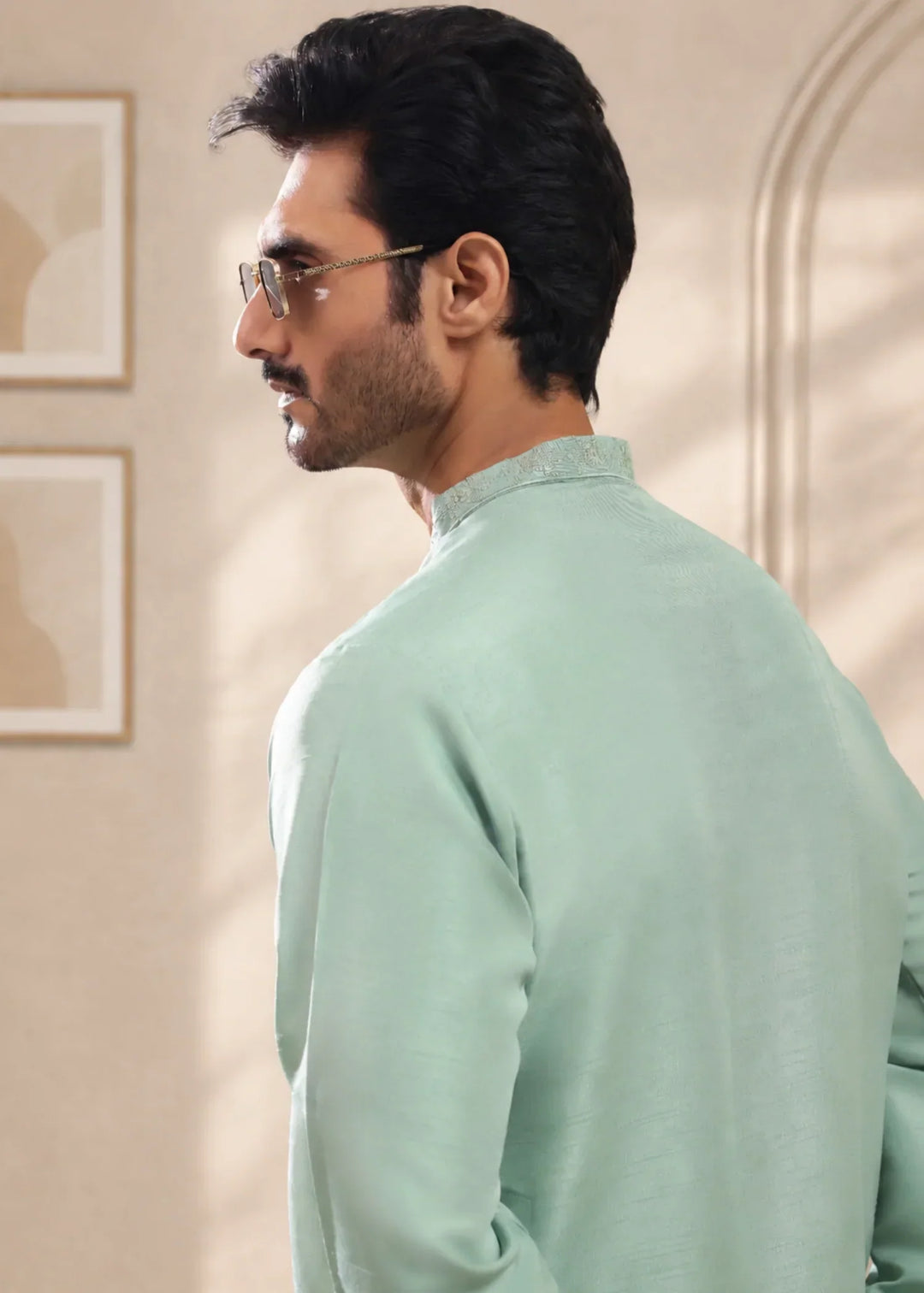 TGM Mens RTW Chikankari Chikankari Kurta Pajama Suit Aeron Sea Green Festive Collection