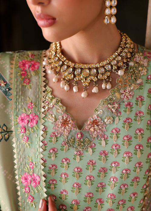 Saira Shakira Unstitched Embroidered Tissue Silk 3 Piece Suit SSR26UW Lotus - Wedding Collection