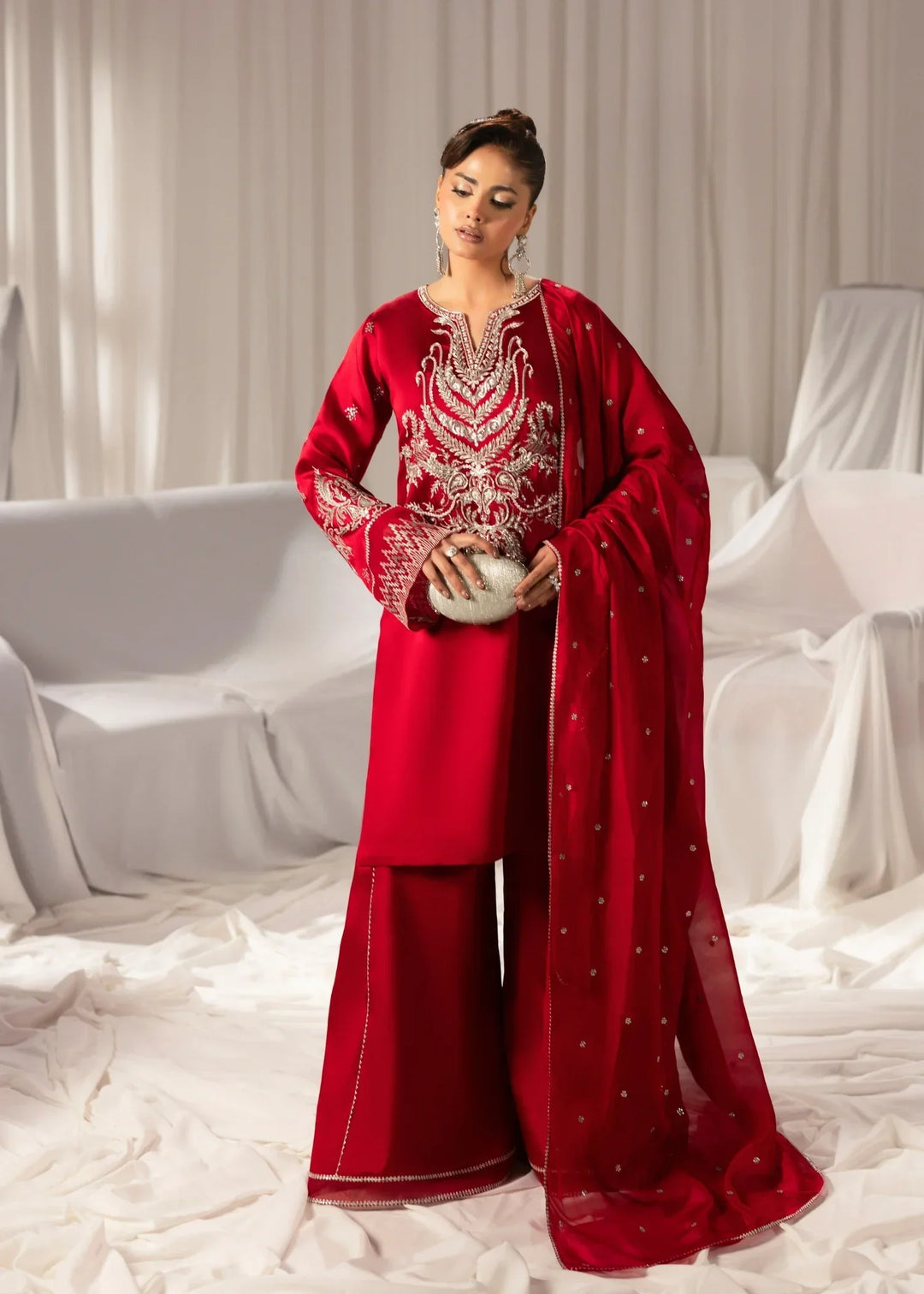 Celeste by Jamni RTW Embroidered Sheesha Silk 3 Piece Suit AMBER Festive Collection