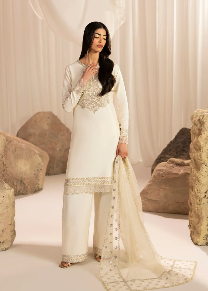 Silk Atelier by Jamni RTW Embroidered Korean Silk 3 Piece Suit VANILLA PATEL Festive Collection