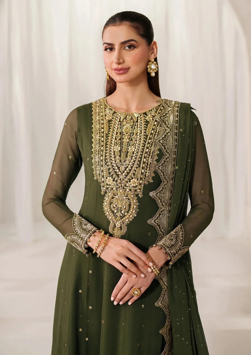 Alizeh Fashion Unstitched Embroidered Chiffon 3 Piece Suit AF26UCF AF-HM-4051-Rekha - Festive Collection