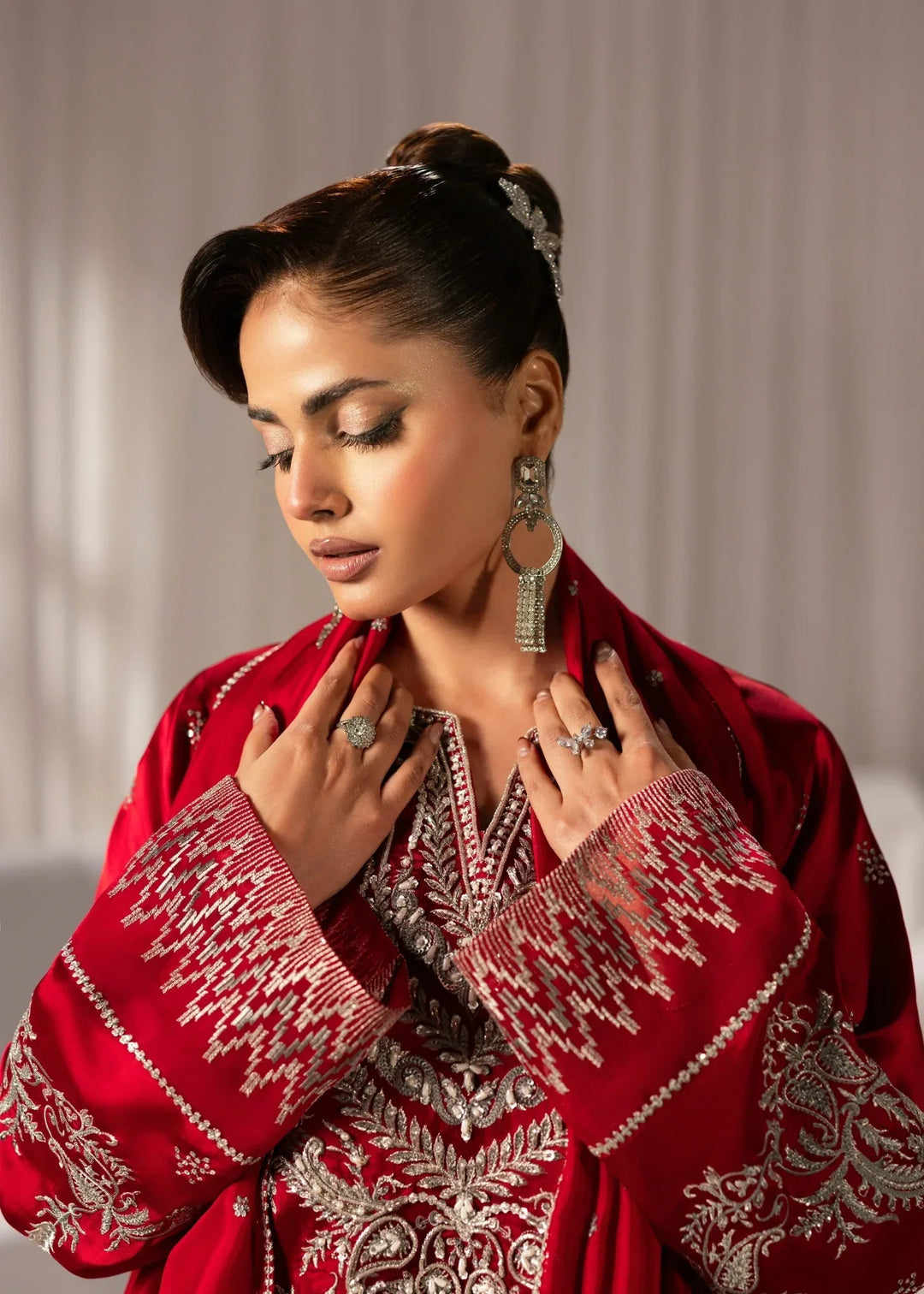 Celeste by Jamni RTW Embroidered Sheesha Silk 3 Piece Suit AMBER Festive Collection