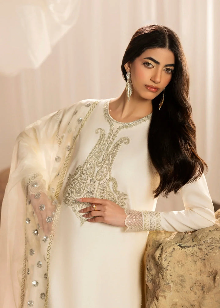 Silk Atelier by Jamni RTW Embroidered Korean Silk 3 Piece Suit VANILLA PATEL Festive Collection